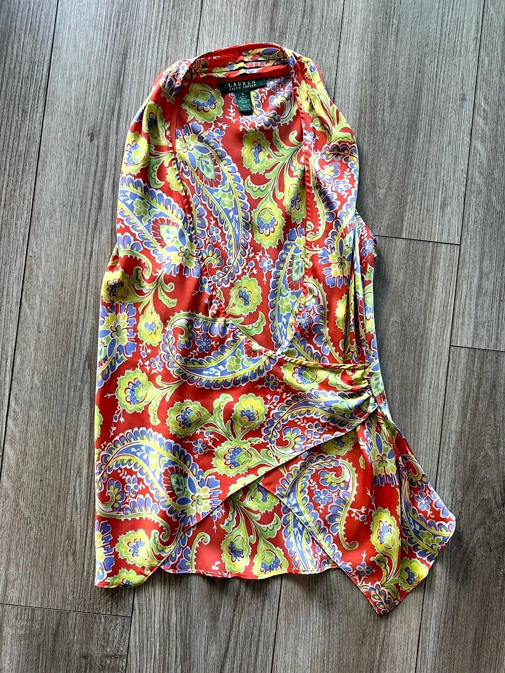 Lauren Ralph Lauren Paisley Asymmetrical Dress Red Size 4 Like New